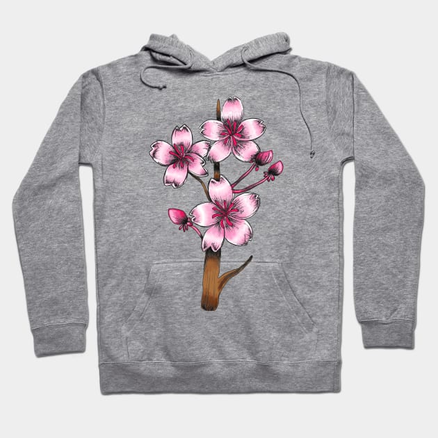 Japanese Cherry Blossom Flowers Hoodie by TimorousEclectic